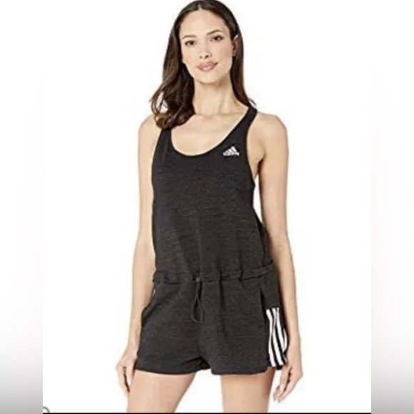 ADIDAS WOMEN'S SPORT 2 STREET ROMPER MARBLED BLACK/WHITE - Picture 7 of 13